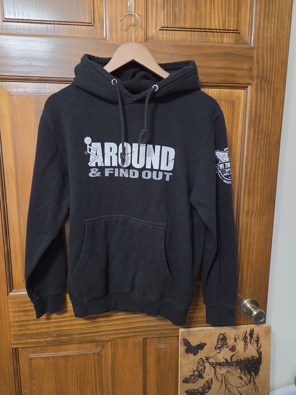 Black 'Around & Find Out' Graphic Hoodie Sweatshirt - Women's
